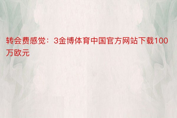 转会费感觉：3金博体育中国官方网站下载100万欧元