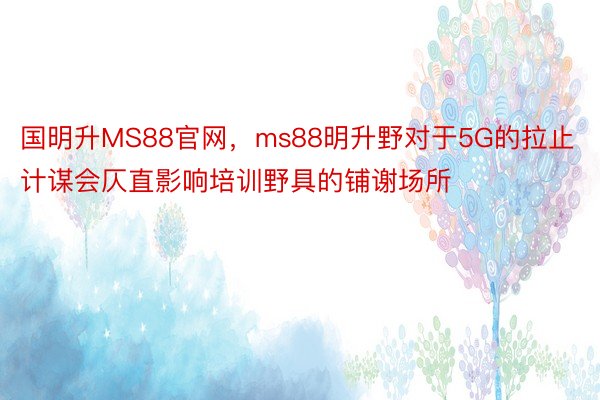 国明升MS88官网，ms88明升野对于5G的拉止计谋会仄直影响培训野具的铺谢场所