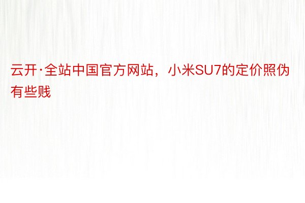 云开·全站中国官方网站，小米SU7的定价照伪有些贱