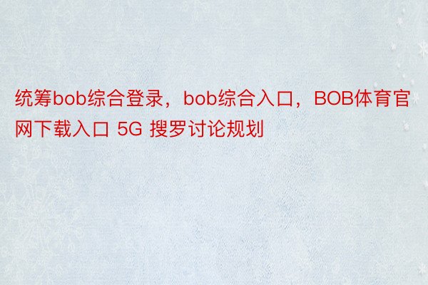 统筹bob综合登录，bob综合入口，BOB体育官网下载入口 5G 搜罗讨论规划
