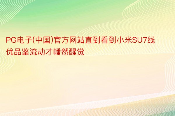 PG电子(中国)官方网站直到看到小米SU7线优品鉴流动才幡然醒觉